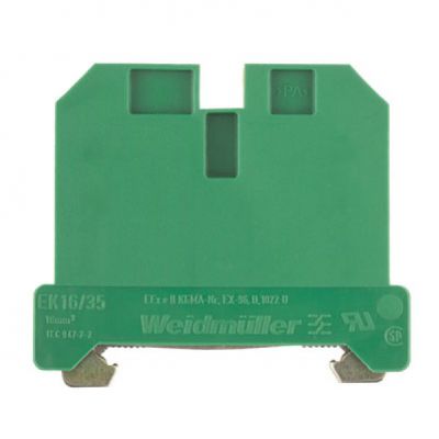 WEIDMULLER EK 16/35 Zacisk PE, złącze śrubowe, 16 mm², 800 V, liczba przyłączeń: 2, liczba poziomów: 1, żółty, zielony 0190160000 /50szt./ (0190160000)