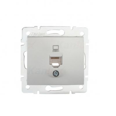 DOMO Gniazdo komputerowe pojedyncze RJ45Cat 5e Jack srebrne 011390043 24871 KANLUX (24871)