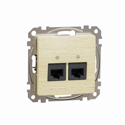 Sedna Design & Elements Gniazdo komputerowe podwójne RJ45 kat.5e UTP brzoza efekt drewna SDD180452 SCHNEIDER (SDD180452)