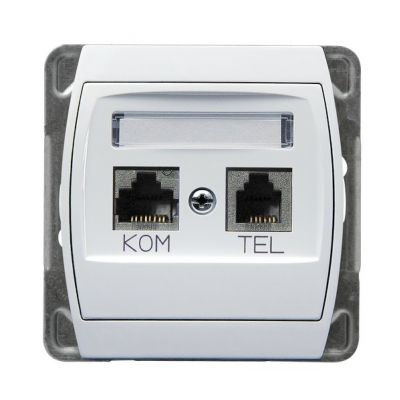 GAZELA Gniazdo komputerowo-telefoniczne RJ 45 kat. 5e, (8-stykowe) + RJ 11 (6-stykowe) BIAŁY GPKT-J/K/m/00 wycofany produkt (GPKT-J/K/m/00)