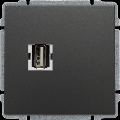 KOS 66 ; Gniazdo multimedialne USB, bez ramki, GRAFIT (666051)