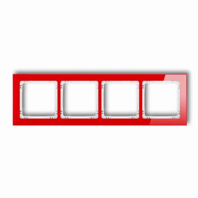 KARLIK DECO Ramka uniwersalna poczwórna - efekt szkła (ramka: czerwona; spód: biały) czerwony 17-0-DRS-4 (17-0-DRS-4)