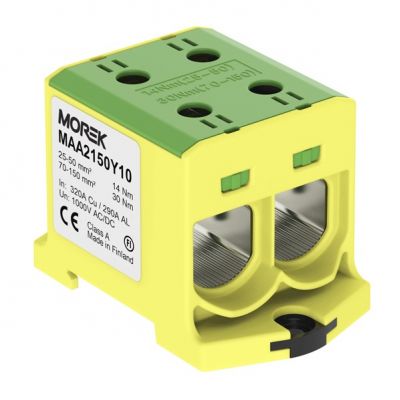 Złączka szynowa OTL150-2 kolor żółto-zielony 2xAl/Cu 25-150mm² 1000V MOREK (MAA2150Y10)