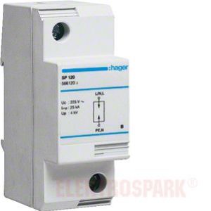 HAGER  SPD Ogranicznik przepięć T1 1P sieć TN/TT Iimp=50kA Up≤ 4kV SP120 (SP120)