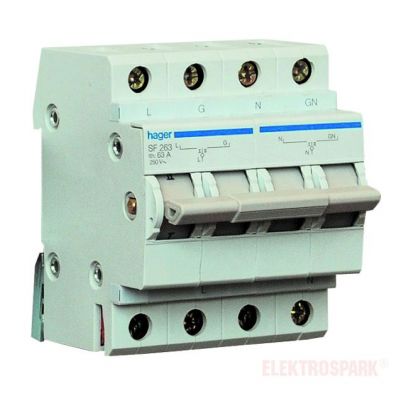 Modułowy przełącznik zasilania 1P+N I-0-II 63A 230VAC SF263 HAGER (SF263)