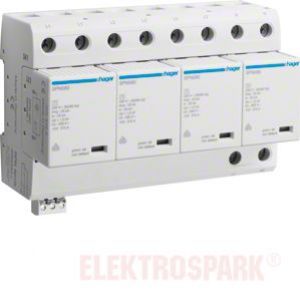 HAGER  SPD Ogranicznik przepięć T1 kombinowany 4P TN-S Iimp=100kA Up≤1,5kV styk FM SPN801R (SPN801R)