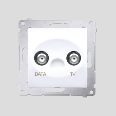 Simon 54 Gniazdo TV-DATA. Dwa porty wyjściowe typu &quot;F&quot; . Częstotliwość dla wejścia 5-1000 MHz biały DAD1.01/11 KONTAKT (DAD1.01/11)
