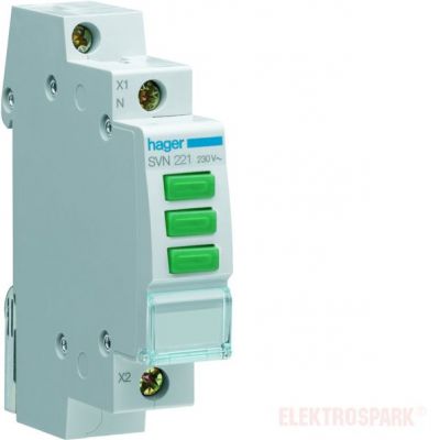 Lampka sygnalizacyjna LED 3x zielona 230VAC SVN221 HAGER (SVN221)