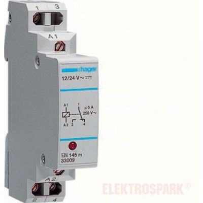 HAGER Przekaźnik komunikacyjny z diodą LED 12-24VAC/DC 1NO/R 5A EN145 (EN145)