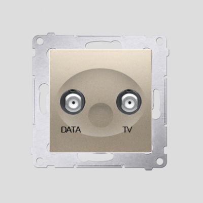 Simon 54 Gniazdo TV-DATA. Dwa porty wyjściowe typu /F/ Częstotliwość dla wejścia 5-1000 MHz złoty mat DAD1.01/44 (DAD1.01/44)