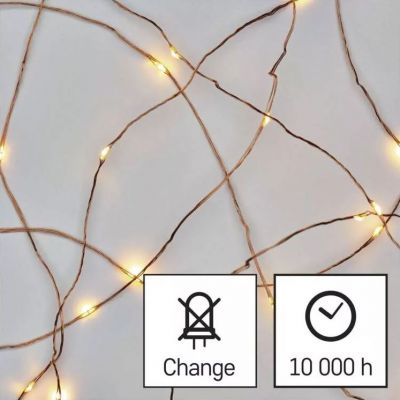 Lampki świąteczne łezki 20 LED 1,9m ciepła biel IP20 miedziany przewód IP20 timer EMOS (D3AW07)