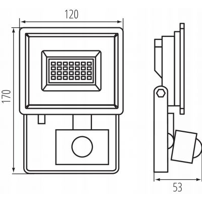 Naświetlacz LED z czujnikiem ruchu zewnętrzny neutralny 20W 1700lm MILEDO (31398)