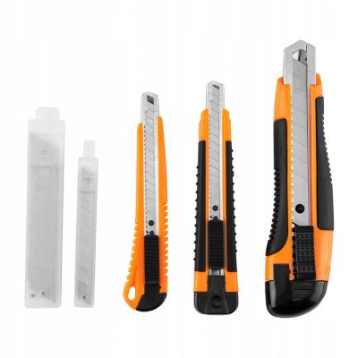 3x Nóż z ostrzem łamanym tapeciak 26 ostrzy zestaw 9 mm + 18 mm NEO TOOLS (63-714)