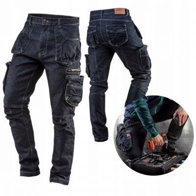 Spodnie robocze jeans denim do pasa wzmocnione bawełna 81-229 L/52 NEO TOOLS (81-229-L)