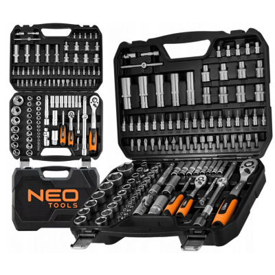 Zestaw kluczy nasadowych 110 elementów 1/2'' 1/4'' walizka NEO TOOLS (10-211)