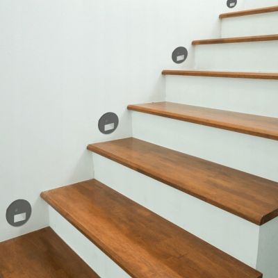 Oprawa schodowa LED okrągła z czujnikiem ruchu czarna zmienna barwa 230V IDEUS (04864)