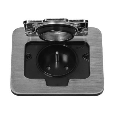 Hermetyczne gniazdo elektryczne IP55 kąt otwarcia 110st. szczotkowane aluminium ORNO (OR-GM-9031)