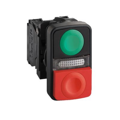 Harmony XB5 Przycisk podwójny zielony/czerwony LED 240v XB5AW73731M5 SCHNEIDER (XB5AW73731M5)