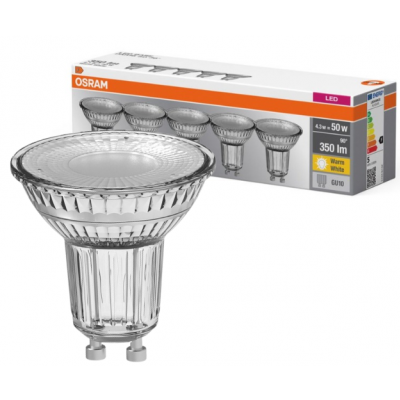 Żarówka LED 5szt. Reflektor GU10 4,3W=50W 350lm ciepła biel 36st BASE OSRAM (4058075090460)