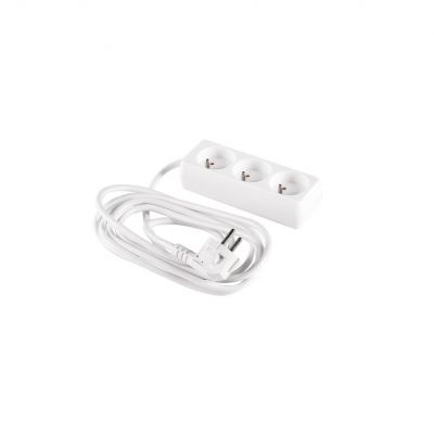 Przedłużacz listwa sieciowa zasilająca 3 gniazda 3x1mm2 biały 3mb ELCAN (PM-BW-3G-30)
