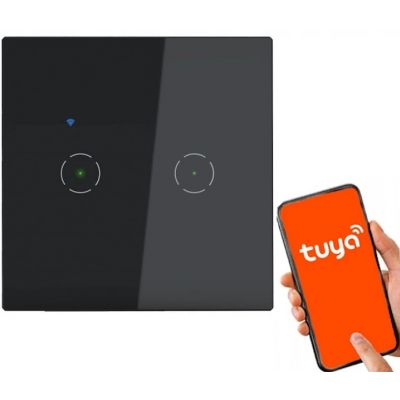 Włącznik podtynkowy podwójny Wi-Fi Tuya Smart Home czarny ORNO (OR-SH-17201/B)