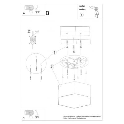 Lampa plafon sześciokątny czarny SUNDE 13 SOLLUX (SL.1060)