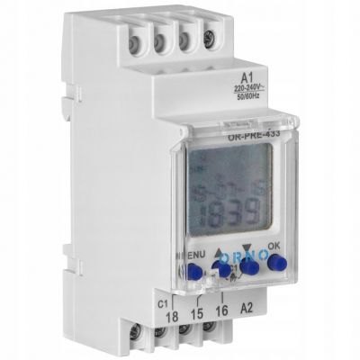 Programator czasowy wyłącznik LCD cyfrowy 52 programy na szynę ORNO (OR-PRE-433)