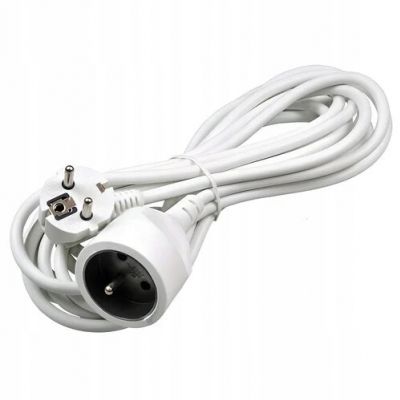 Przedłużacz domowy 1 gniazdowy 3x1mm2 biały 3mb ELCAN (PM-BW-1G-30)