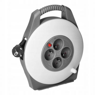 Przedłużacz bębnowy 4 gniazda z uziemieniem zwijany kabel PVC 900W 10m VIRONE ORNO (CR-2/G)