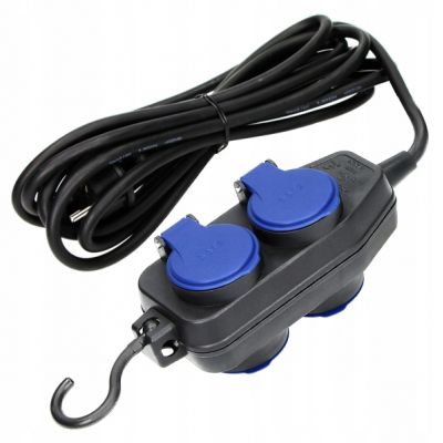 Przedłużacz warsztatowy gumowy z hakiem 4 gniazda z klapką IP44 kabel 10m ORNO (OR-AE-13299/10M)