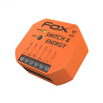 F&F FOX SWITCH & ENERGY Pojedynczy przekaźnik Wi-Fi 230V z funkcją monitorowania parametrów sieci. WI-R1S1-P (WI-R1S1-P)