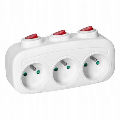 Rozgałęźnik 3x2P+Z z 3 włącznikami ES-3 ORNO (ES-3)