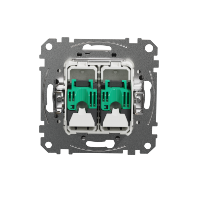 Sedna Design & Elements Gniazdo komputerowe podwójne RJ45 kat. 5e UTP srebrne aluminium SDD113452 SCHNEIDER (SDD113452)