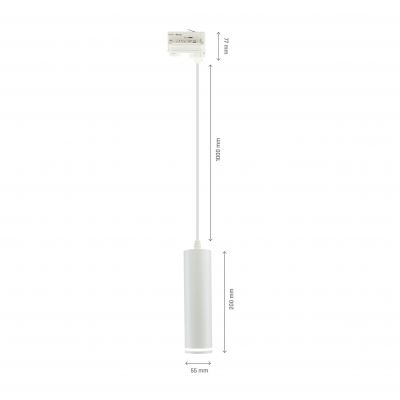 Oprawa na szynoprzewód MADARA MINI RING GU10 zwis na szynoprzewód 3F 230V IP20 fi55*200mm biała kabel 1m (SLIP003020)
