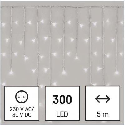 Lampki świąteczne SOPLE 300 LED 5m zimna biel 8 programów timer pilot EMOS (D4CC02)