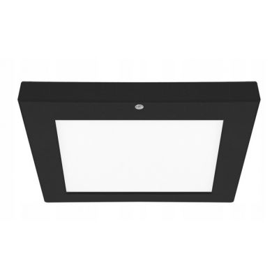 Czarna kwadratowa lampa sufitowa NT/PT z czujnikiem LED OLGIERD 18W (04556)