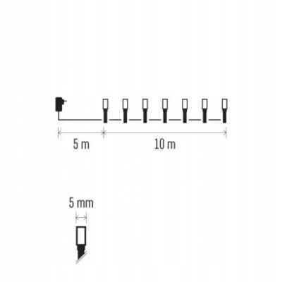 Lampki choinkowe 100LED 10m 2w1 zimna biel lub multikolor czarny 8 programów IP44 EMOS (D4AJ01)