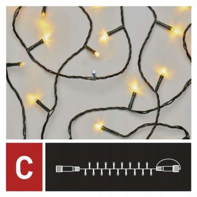 Lampki choinkowe łączone Standard łańcuch 100 LED 10m ciepła zimna biel miga IP44 timer (D1AN02)