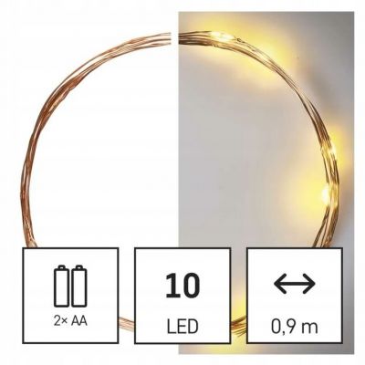 Lampki choinkowe łezki 10 LED 0,9m 2xAA ciepła biel IP20 timer EMOS (D3AW06)