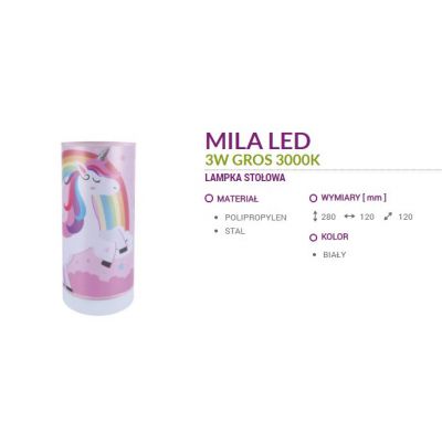 Lampka LED nocna dziecięca jednorożec różowa MILA 03885 IDEUS (03885)