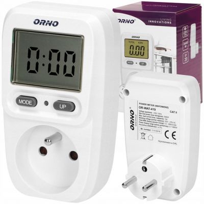 Watomierz, kalkulator energii z wyświetlaczem LCD OR-WAT-419 ORNO (OR-WAT-419)