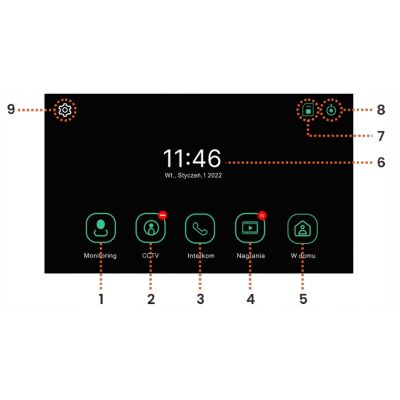 Zestaw wideodomofonowy ACERO bezsłuchawkowy monitor dotykowy 7' LCD ORNO  (VDP-71/B)