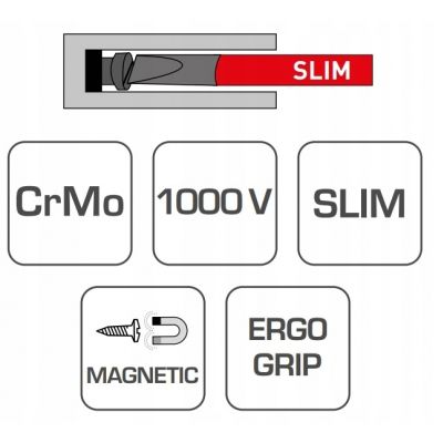 Wkrętak do bezpieczników PZ2/SL6 100mm 1000V stal CrMo HT1S977 Hoegert Technik (HT1S977)