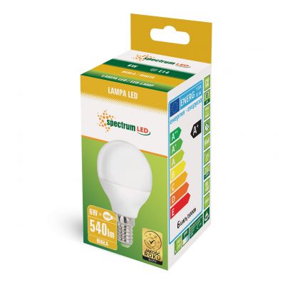 Żarówka LED E14 230V 6W kula 540lm neutralna  WOJ+13756 Spectrum Led (WOJ+13756)