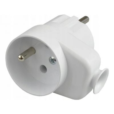 Wtyczka z gniazdem przejściówka adapter wtyk 16A 250V biały ELCAN (WT-16G-B)