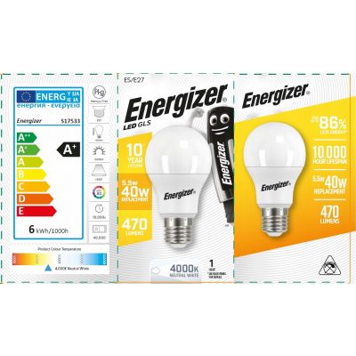 ŻARÓWKA LED E27 470LM 40W neutralna biel ENERGIZER (S17533)