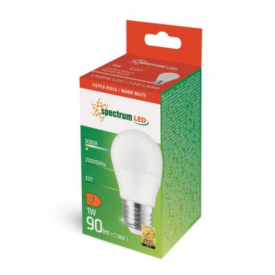 Żarówka LED kulka E27 230V 1W barwa ciepła SPECTRUM (WOJ+14448_1W)