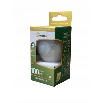 Żarówka LED kulka do girland E-27 230V 1W COG neutralna biel mleczna SPECTRUM (WOJ+14586)