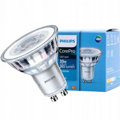 Żarówka LED CorePro spot 3,5-35W GU10 830 3000K barwa ciepła 36st PHILIPS (929001217902)