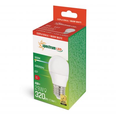 Żarówka LED KULKA E27 230V 4W WW ciepła WOJ+13032_4W Spectrum  (WOJ+13032_4W)